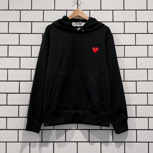 Comme des Garçons PLAY black with red heart patch pullover hoodie XXL - Picture 2 of 9